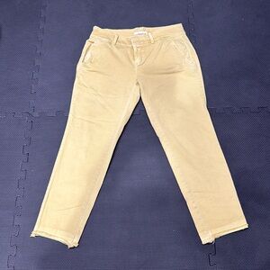 LOFT frayed hem mustard yellow size 4P pants